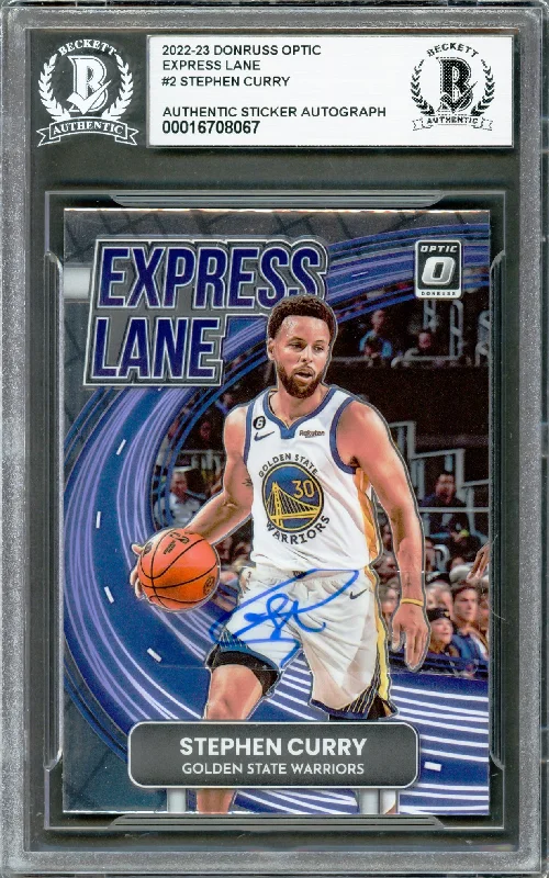 Stephen Curry Autographed 2022-23 Donruss Optic Express Lane Card #2 Golden State Warriors Beckett BAS #16708067