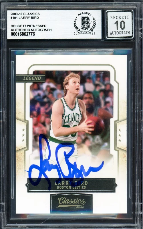 Larry Bird Autographed 2009-10 Panini Classics Card #101 Boston Celtics Auto Grade Gem Mint 10 #738/999 Beckett BAS Witness #16862776