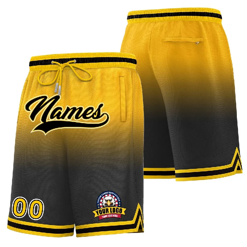 Custom Gold Black Personalized Gradient Fashion Basketball Shorts