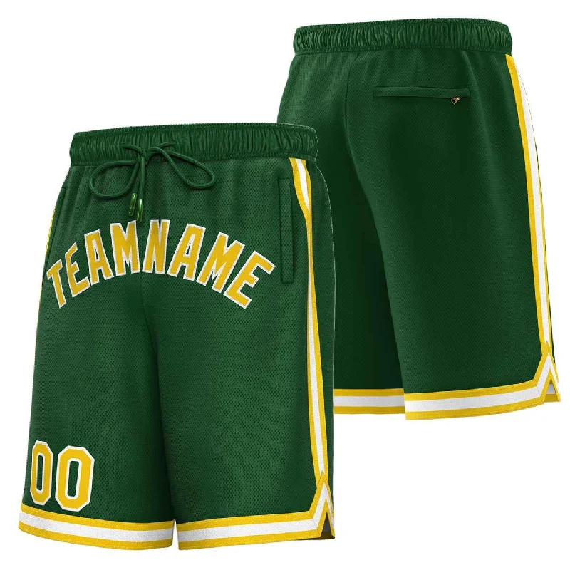 Custom Green Yellow-White Sport Basketball Shorts