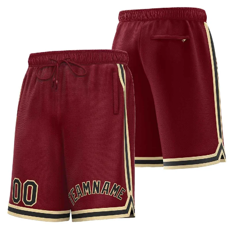 Custom Maroon Black-Old Gold Sport Basketball Shorts