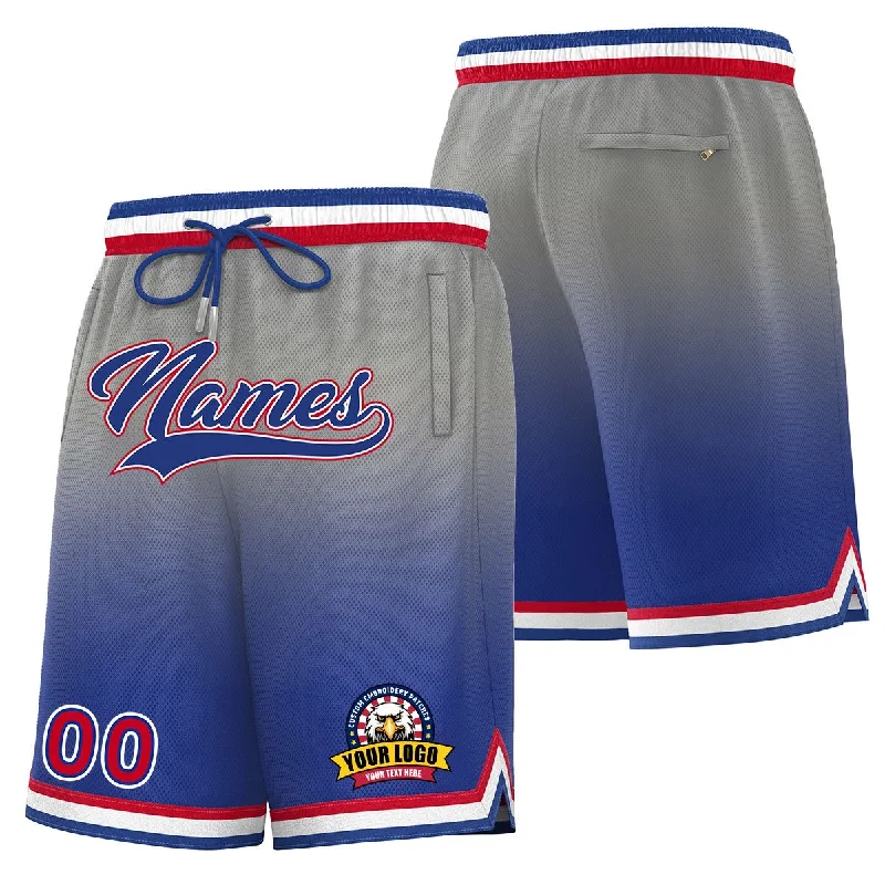 Custom Gray Royal Personalized Gradient Fashion Basketball Shorts