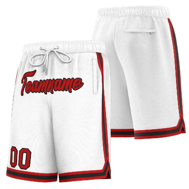 Custom White Red-Black Sport Basketball Shorts