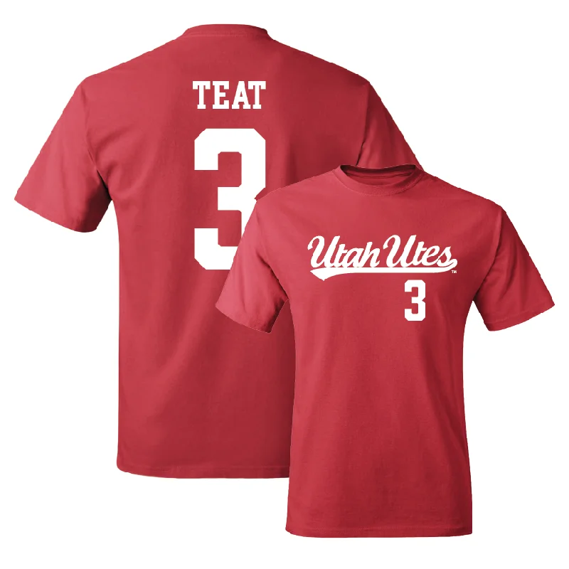 Red Men's Basketball Script Tee  - Jayden Teat