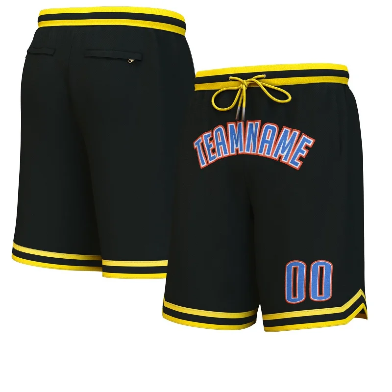 Custom Black Blue-Orange Personalized Basketball Shorts