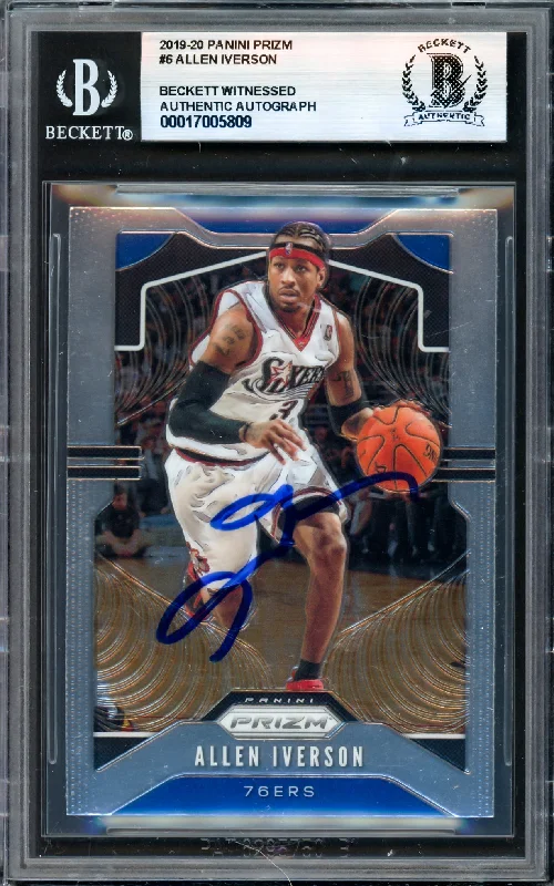 Allen Iverson Autographed 2019-20 Panini Prizm Card #6 Philadelphia 76ers Beckett BAS Witness #17005809