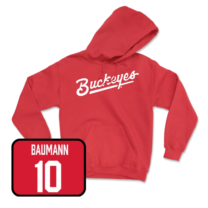 Red Men's Basketball Script Hoodie - Colby Baumann