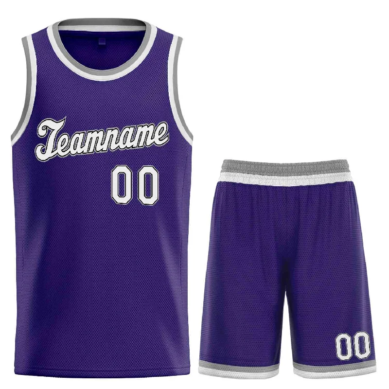 Custom Purple White-Black Classic Sets Sports Uniform Basketball Jersey