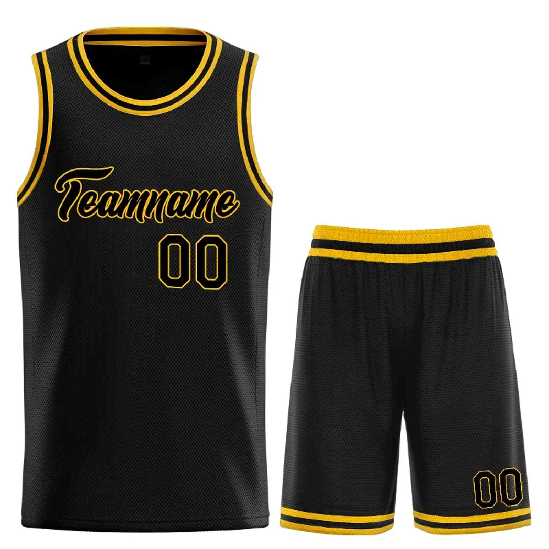 Custom Black Yellow Heal Sports Uniform Classic Sets Basketball Jersey