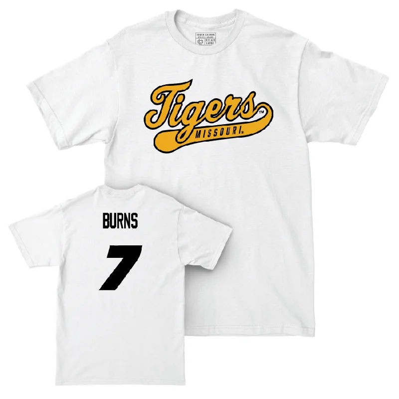 Men's Basketball White Script Comfort Colors Tee  - Trent Burns