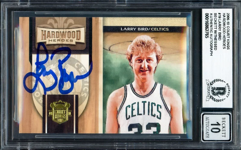 Larry Bird Autographed 2009-10 Court Kings Hardwood Heroes Card #19 Boston Celtics Auto Grade Gem Mint 10 #078/249 Beckett BAS Witness #16862765