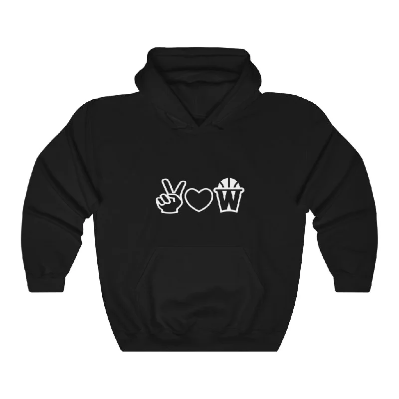 Peace, Love and Basketball Hooded Sweatshirt in Black