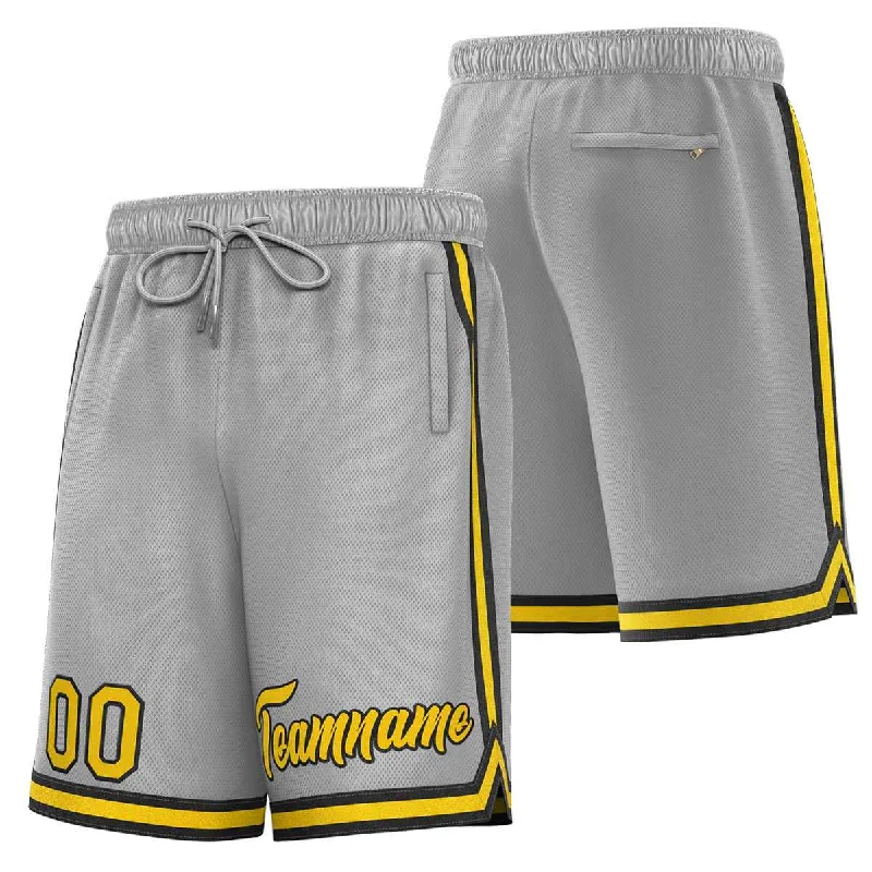 Custom Gray Gold-Black Sport Basketball Shorts