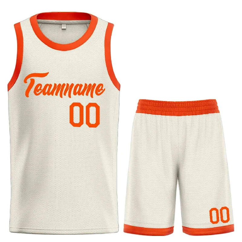 Custom Cream Orange Heal Sports Uniform Classic Sets Basketball Jersey