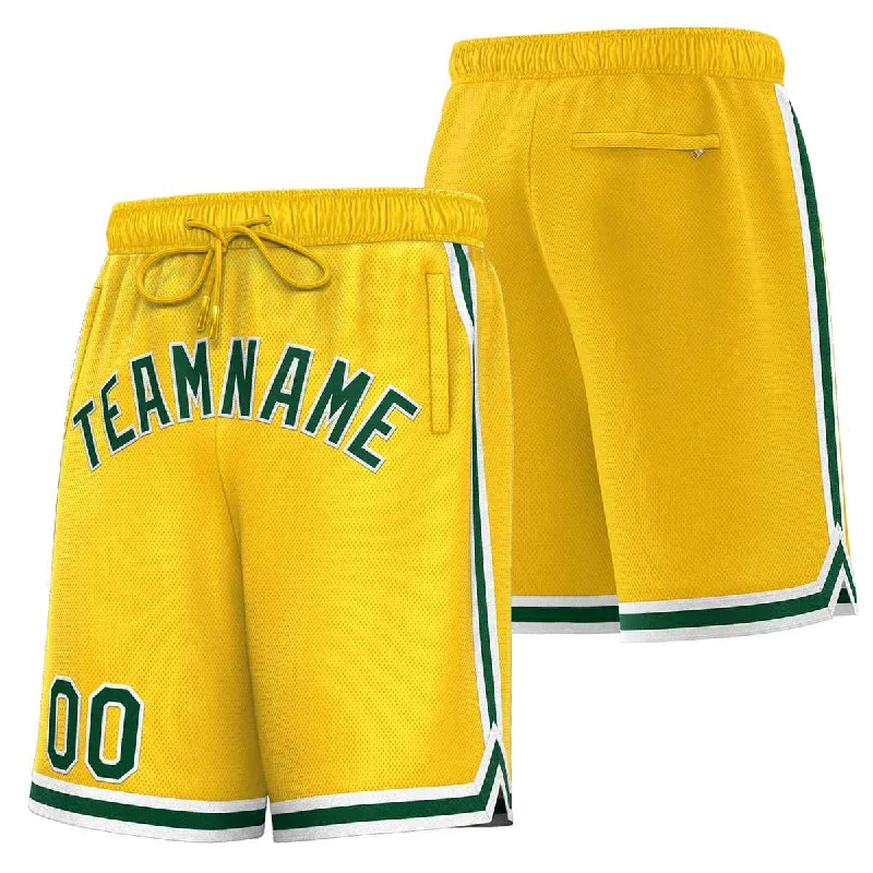 Custom Yellow Green-White Sport Basketball Shorts