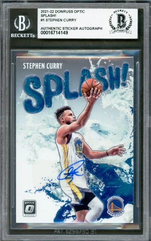 Stephen Curry Autographed 2021-22 Donruss Optic Splash Card #1 Golden State Warriors Beckett BAS #16714149