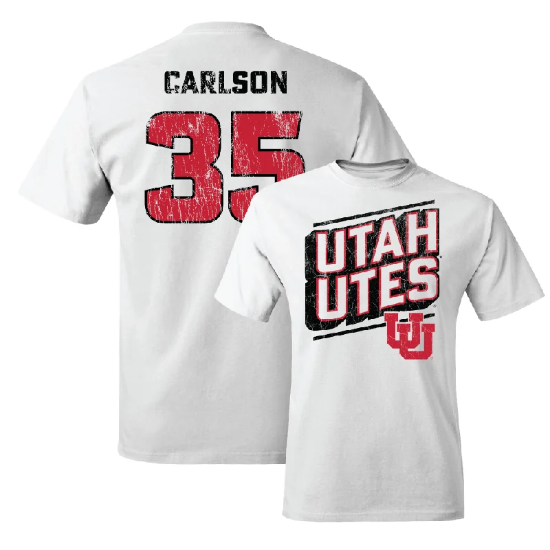 Men's Basketball White Slant Tee - Branden Carlson