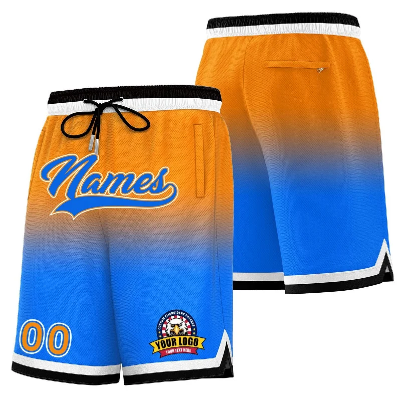 Custom Orange Blue Personalized Gradient Fashion Basketball Shorts