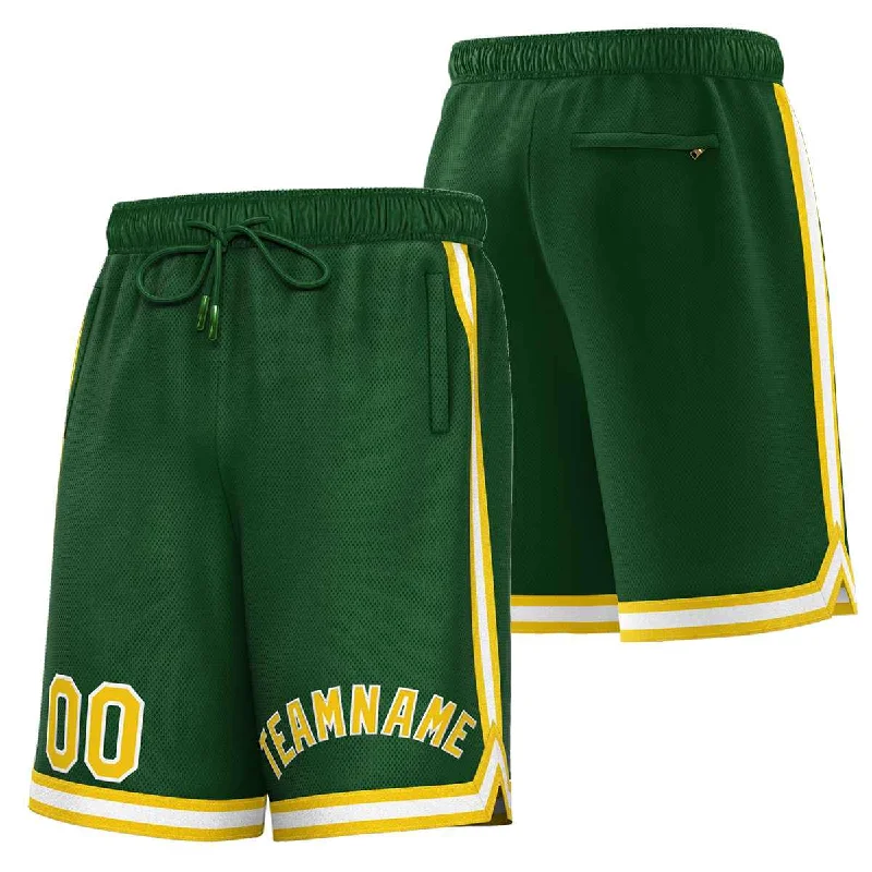 Custom Green Yellow-White Sport Basketball Shorts