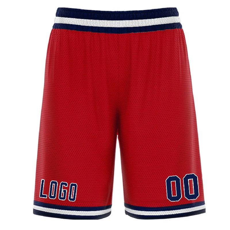 Custom Red Navy White Basketball Shorts