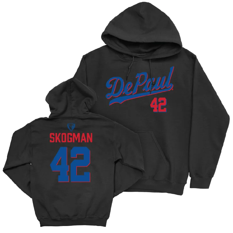 DePaul Men's Basketball Black Script Hoodie - David Skogman | #42