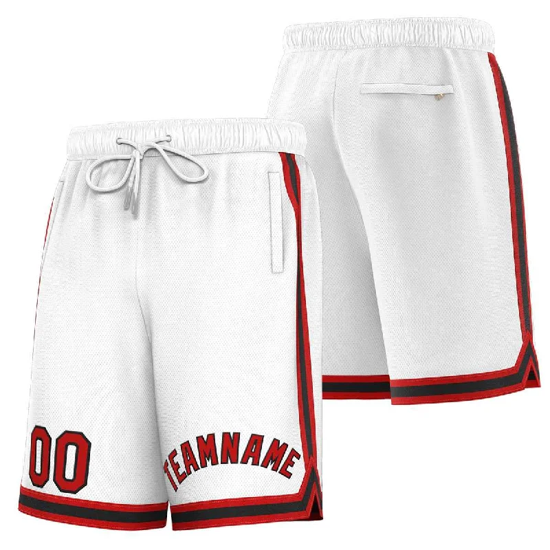 Custom White Red-Black Sport Basketball Shorts